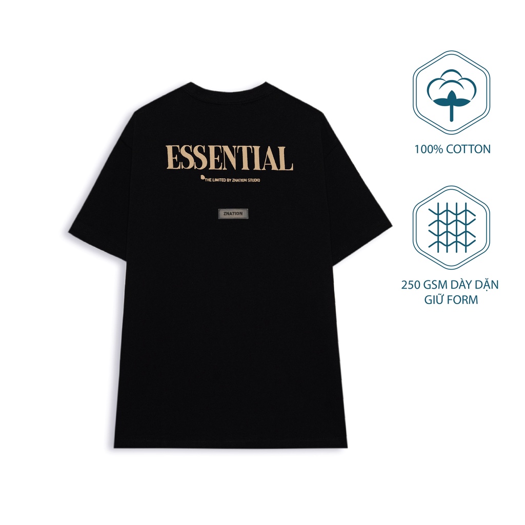 Áo Thun ZNATION Essential Unisex Tee Oversize Màu Đen