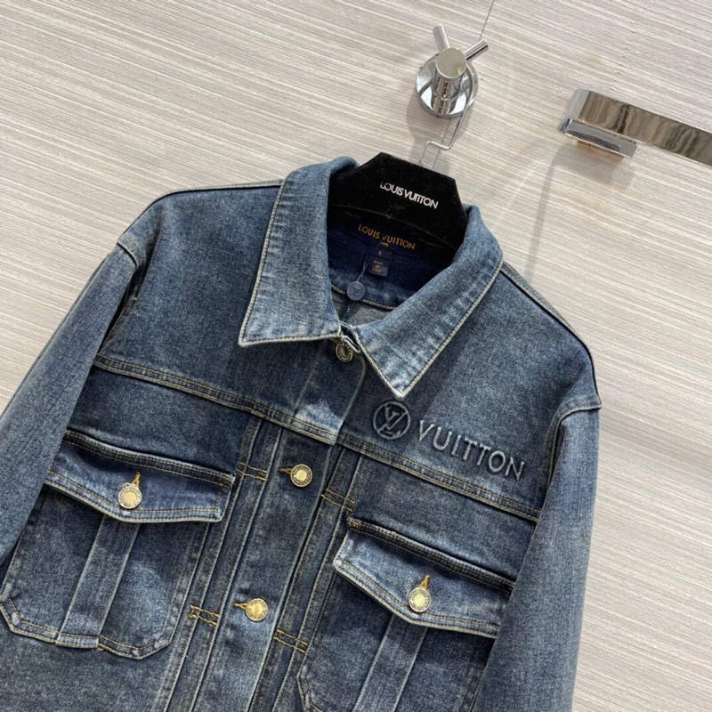 Áo khoác denim thời trang logo thương hiệu Louis Vuitton LV 2022 cao cấp