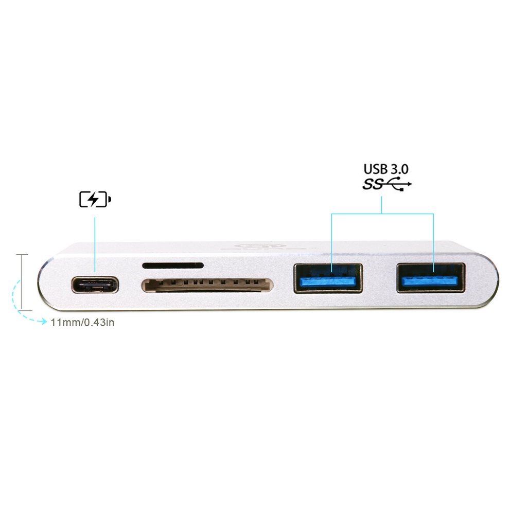 Hub Chuyển Đổi 5 Trong 1 Cổng Type C sang Đầu Đọc Thẻ SD/TF / USB 3.0 Cho Máy Vi Tính, Máy Tính Xách Tay, Điện Thoại