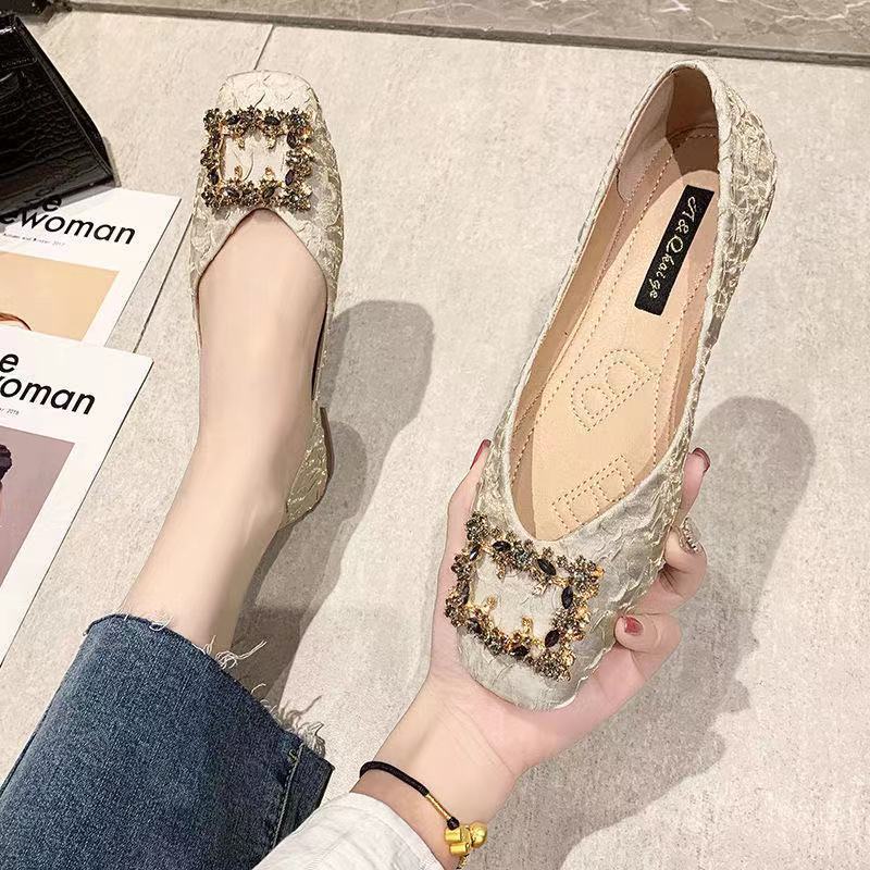 Giày Búp Bê Mũi Vuông Màu Đen Thời Trang Xuân Thu Dành Cho Nữ 2022