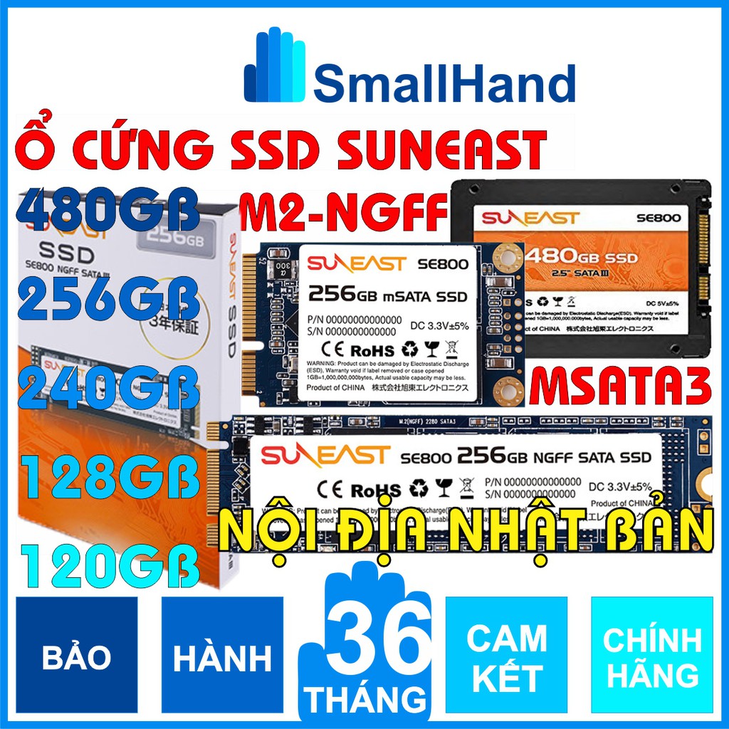 Ổ cứng SSD SunEast 480GB/256GB/240GB/128GB/120GB nội địa Nhật Bản – CHÍNH HÃNG – Bảo hành 3 năm – 2.5” Sata3 / mSata3