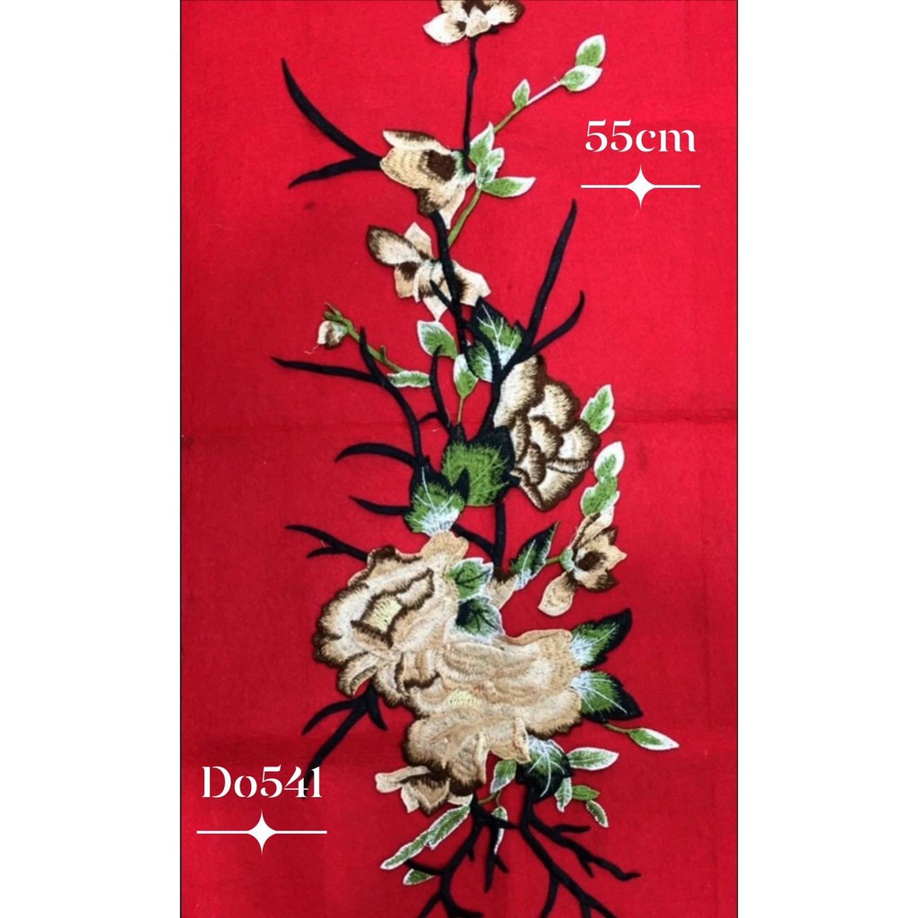 nhánh hoa thêu trang trí áo dài mã Do541