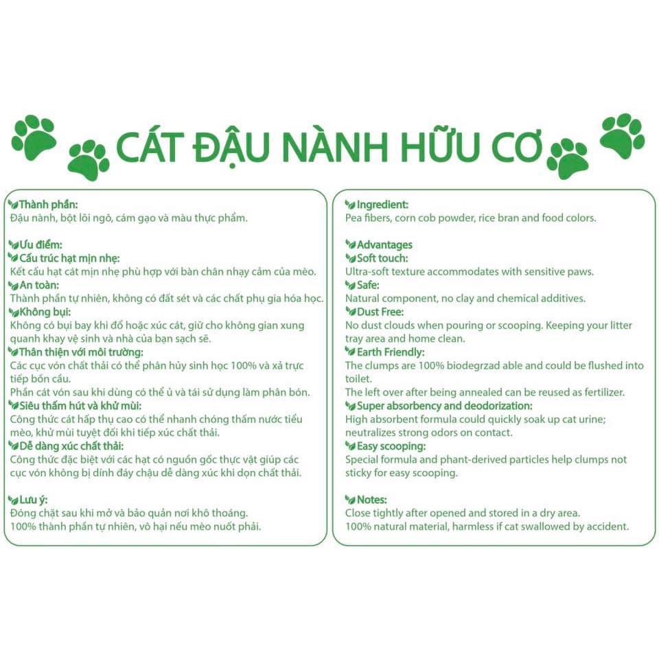 Cát đậu nành TFOR Cao Cấp , Cát vệ sinh cho mèo hữu cơ xuất xứ Việt Nam xả được trong bồn cầu