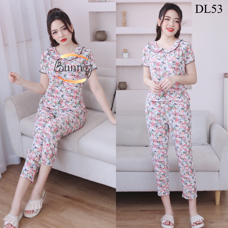 [Bunny]ĐỒ BỘ NỮ MẶC NHÀ TAY CỘC VIỀN ZEN CHẤT LIỆU LỤA, MẶC NHÀ SAU SINH HỌA TIẾT XINH FOM DÁNG ĐẸP