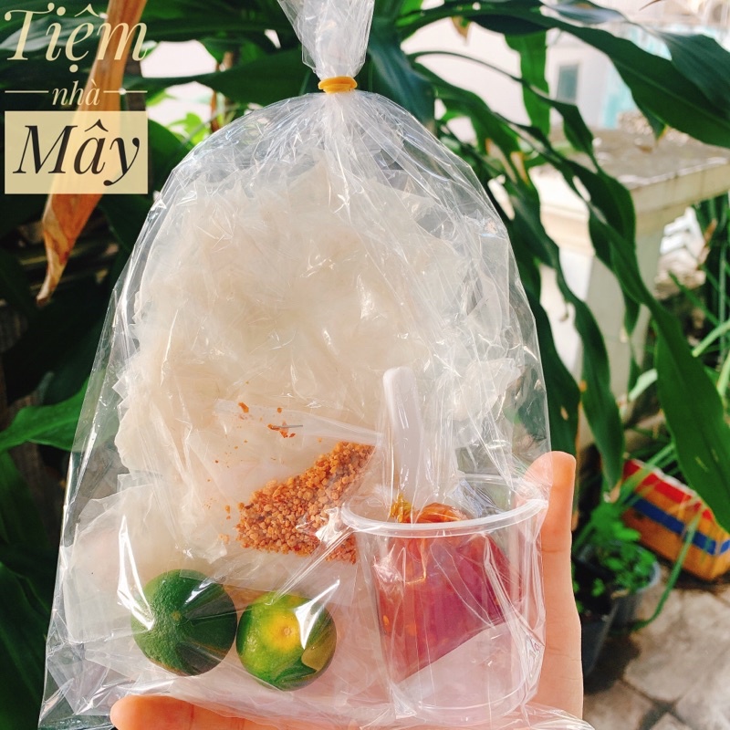 Bánh Tráng Phơi Sương Chấm Sốt Sate Ớt Rim Cay Cay Chua Ngọt - Bánh Tráng Ăn Chay