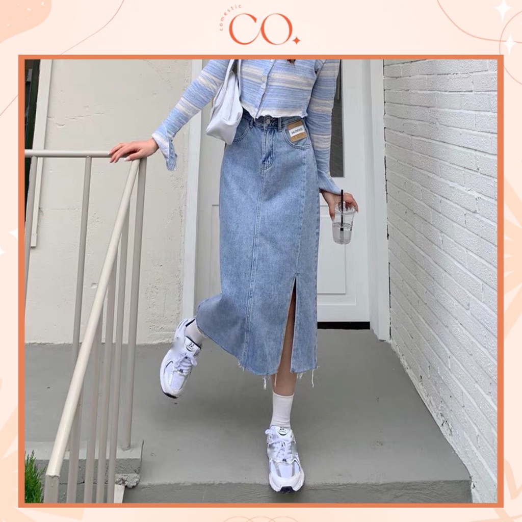Chân váy cạp cao dáng dài phong cách Ulzzang_A11