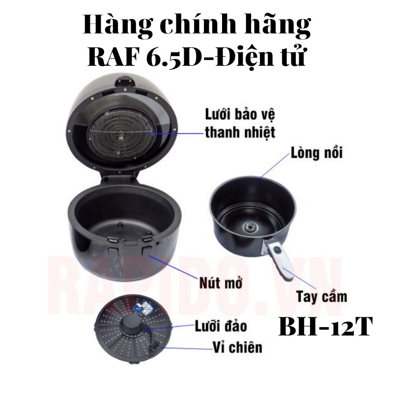 (Chính hãng) Nồi chiên không dầu RapidoRAF 5.0M, RAF 6.5D, RAF 6.5D Lux, RAF 6.5M Lux dành cho các bà nội trợ thông thái