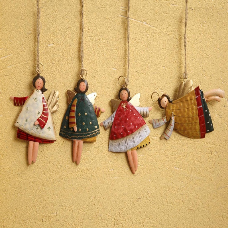 Phụ kiện treo trang trí cây thông noel thiết kế hình thiên thần bằng kim loại đáng yêu