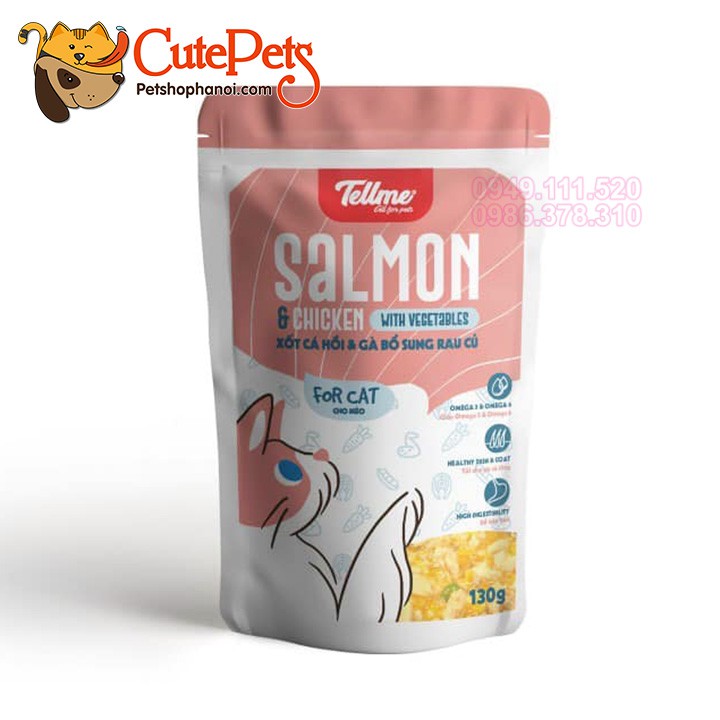 Pate cho mèo dạng sốt Tellme 130g 100% nguyên liệu tự nhiên - CutePets