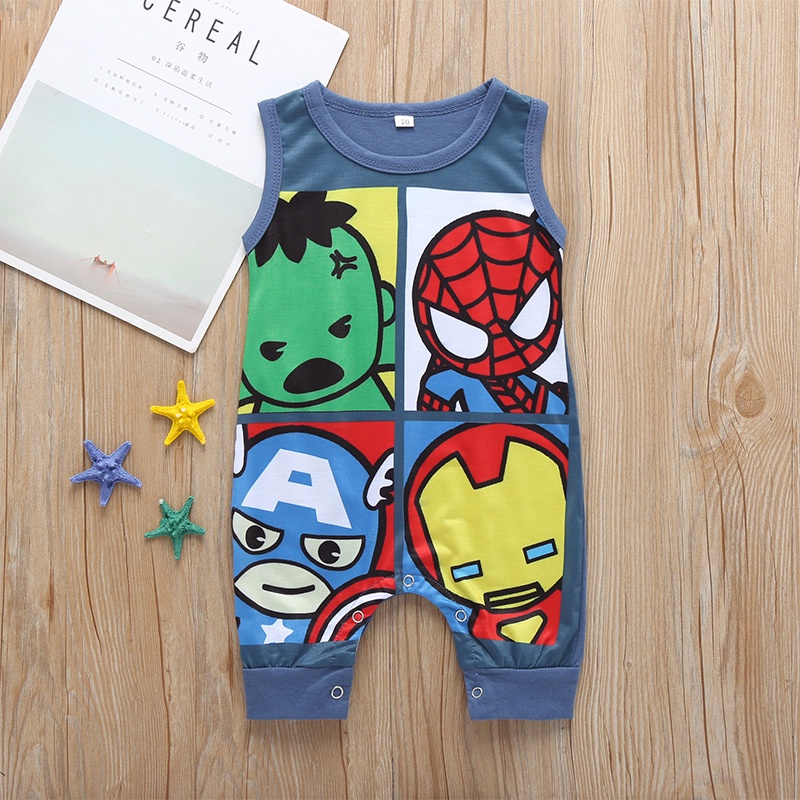 Body Sát Nách Khủng Long Hoạt Hình Cho Bé Trai Sơ Sinh 0-24 Tháng Bodysuit Liền Thân Mùa Hè Áo Liền Quần Cho Bé trẻ em