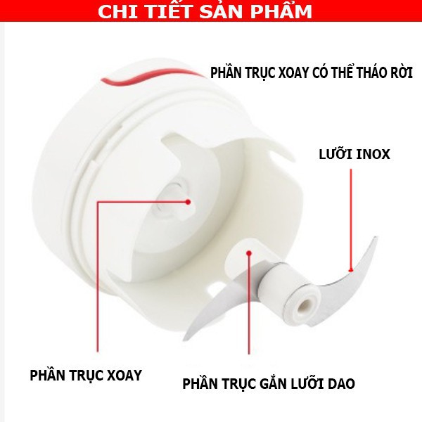 Máy Xay Tỏi Mini Bằng Dây Kéo, Sử Dụng Tiện Lợi Nhanh Chóng, Cắt Nhỏ Tỏi Ớt, Bảo Hành 1 Đổi 1