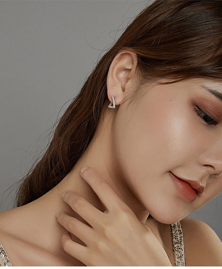 BAMOER Bông Tai Hình Học Bằng Bạc Thật Không Gây Dị Ứng SCE975 Thời Trang Cho Nữ