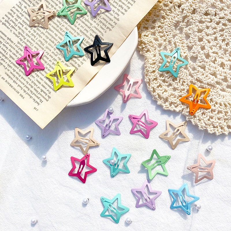 Set 6 Kẹp Tóc bb Hình Ngôi Sao Năm Cánh Màu Sắc Ngọt Ngào Dễ Thương