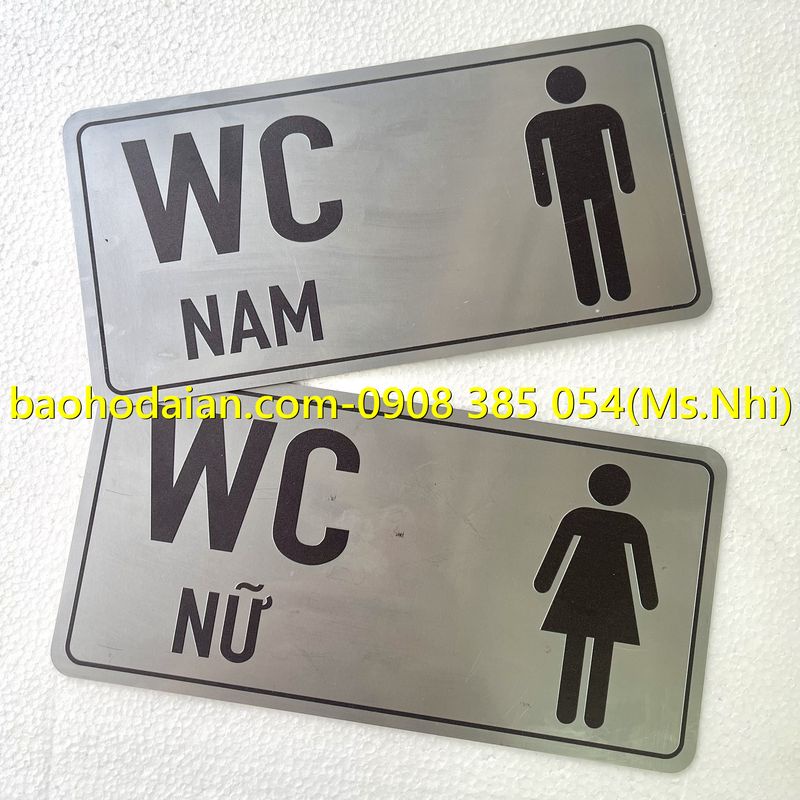 Biển chỉ dẫn nhà vệ sinh nam nữ chất liệu inox sang trọng, KT10x20cm
