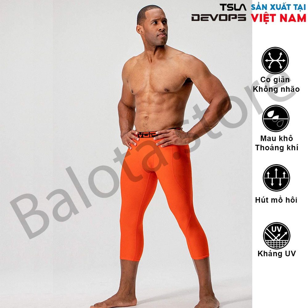 Quần legging nam DEVOPS dạng lửng 3/4 , form ôm phù hợp cho các môn chạy bộ, đạp xe, tập tạ, yoga, bóng rổ và đá bóng… | BigBuy360 - bigbuy360.vn