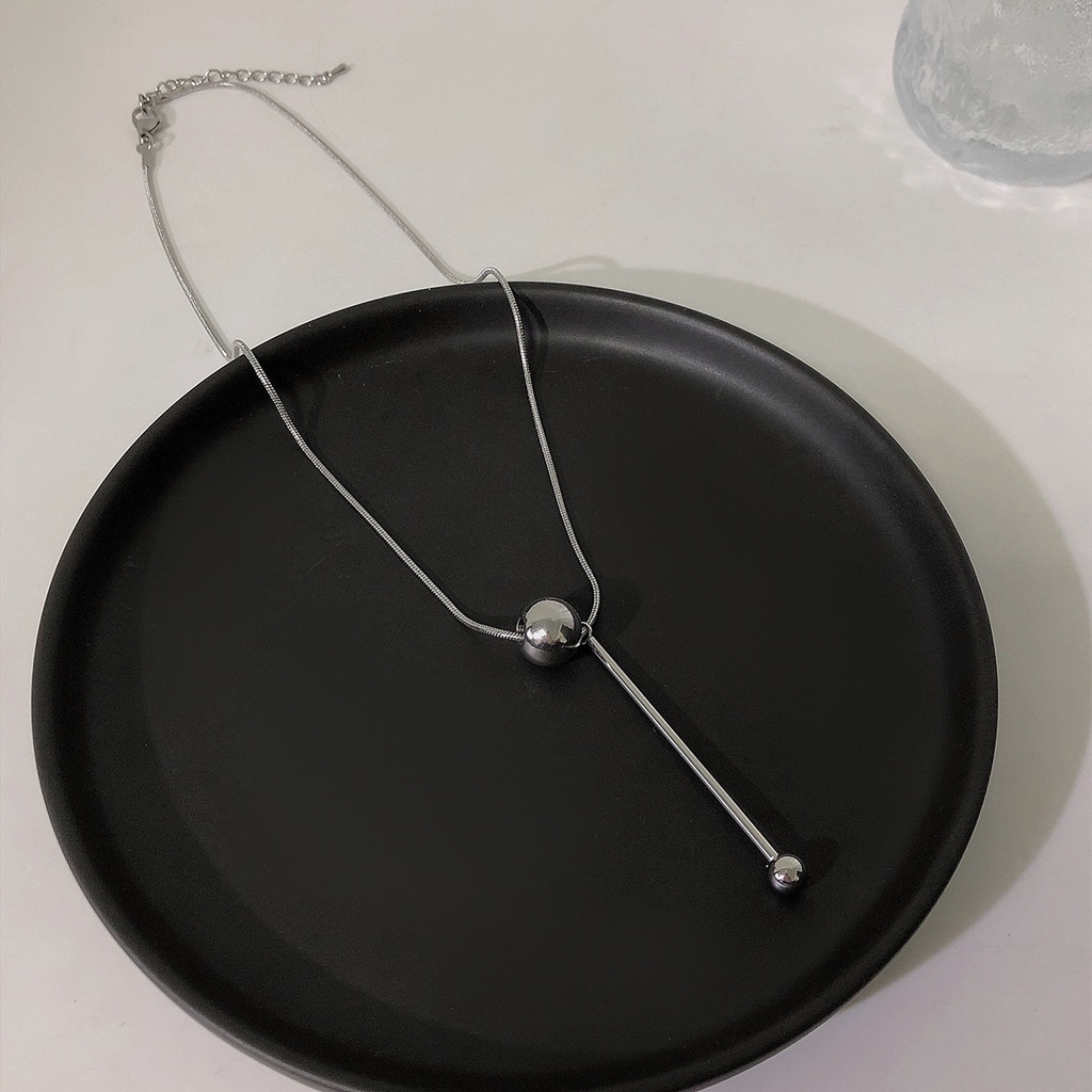 Vòng cổ Thép Titan Mặt Hình Bóng Tròn Phong Cách Hip Hop Đơn Giản Thời Trang