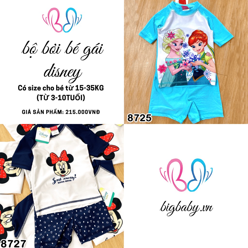 BỘ BƠI BÉ GÁI DISNEY HỌA TIẾT CHUỘT MINNIE, ELSA