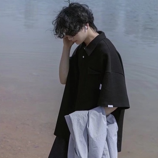 Áo polo Tay Ngắn Dáng Rộng Thời Trang Mùa Hè Phong Cách Hàn Quốc Cho Nam