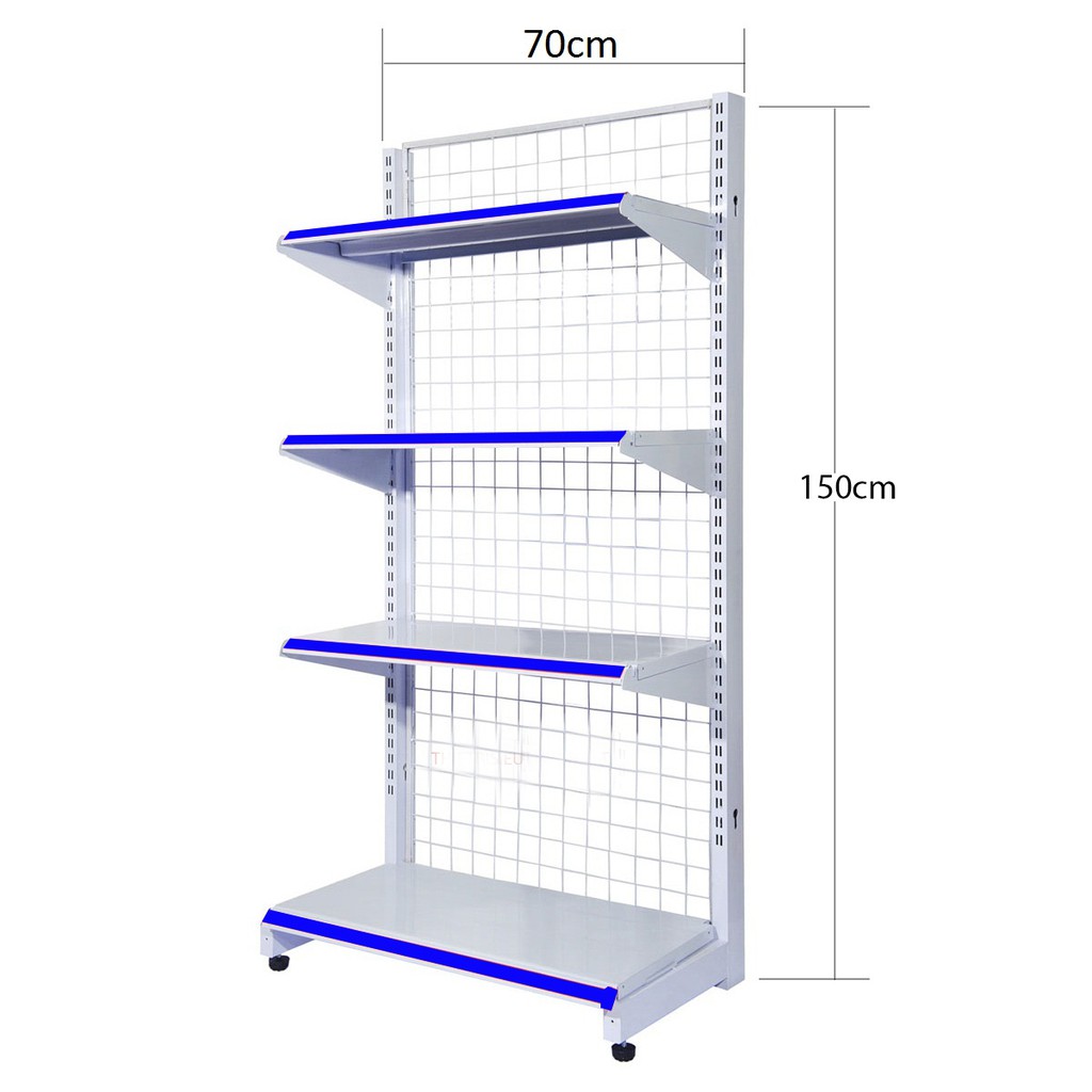 Kệ siêu thị đơn Dài 70cm x rộng 40cm x 150cm x 4 tầng - Bộ đầu kệ