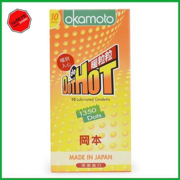 CHÍNH HÃNG 100% Bao Cao Su Okamoto Dot de Hot. Gai Nóng Truyền Nhiệt Nhanh Hộp 10 Cái