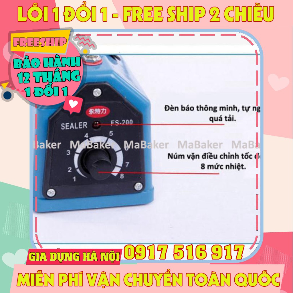 [Freeship] Máy hàn miệng túi cao cấp PFS-200, hàn nhanh, tự ngắt an toàn tiện dụng, đường hàn đẹp - MaBaker