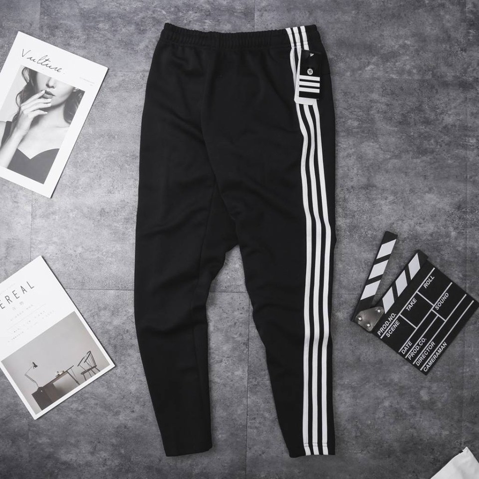 Quần Thể Thao 3 Sọc Đen Trắng Ống Suông Ống Jogger Thu Đông Hot