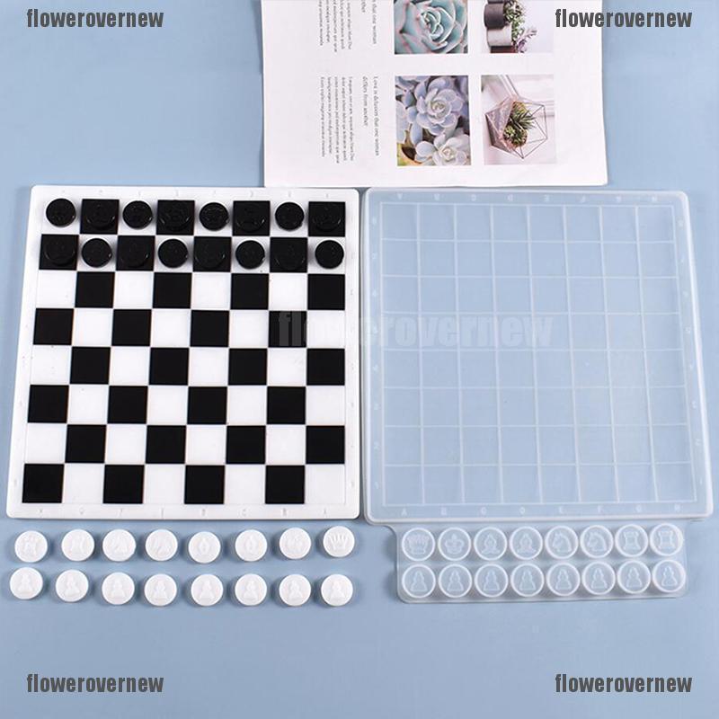 Fnvn Checkerboard Game Silicon Mold DIY Resin International Checkers Toy Mould Craft Fnvv