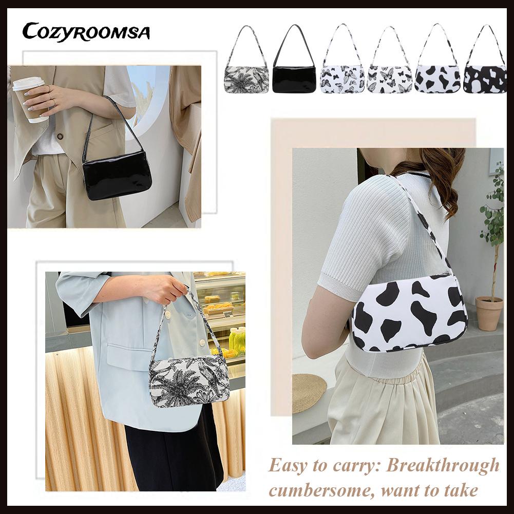 Túi Đeo Vai / Kẹp Nách Vải Canvas In Họa Tiết Kiểu Vintage Dễ Thương Cho Nữ