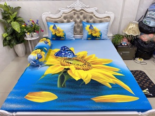 Drap thun lạnh 5D cao cấp mẫu hoa ( 3 màu)