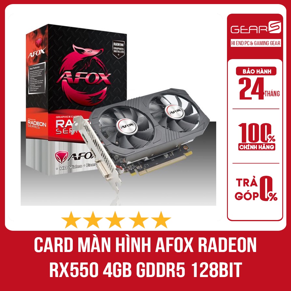 Card Màn Hình Afox Radeon RX550 4GB GDDR5 128Bit Bảo hành chính hãng 24 Tháng