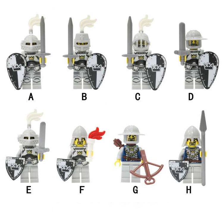 Minifigures LOJO AX-9810 - Lính trung cổ hiệp sĩ bóng đêm xám - Minifigures Grey Shadow Knight