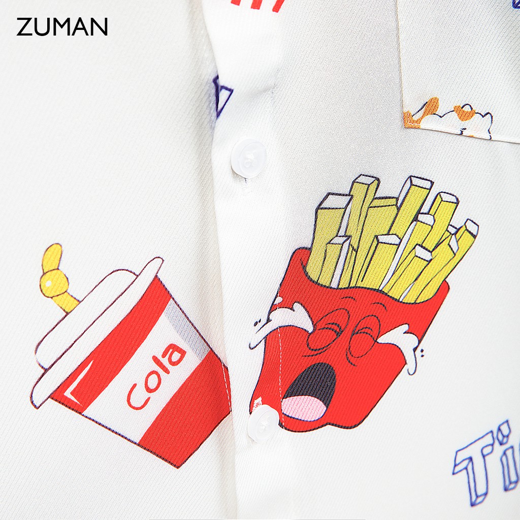 Áo sơ mi hoạ tiết nam tay ngắn Popcorn Shirt ZUMAN ASM145 form suông, chất lụa chéo cao cấp thoáng mát, không nhăn | BigBuy360 - bigbuy360.vn