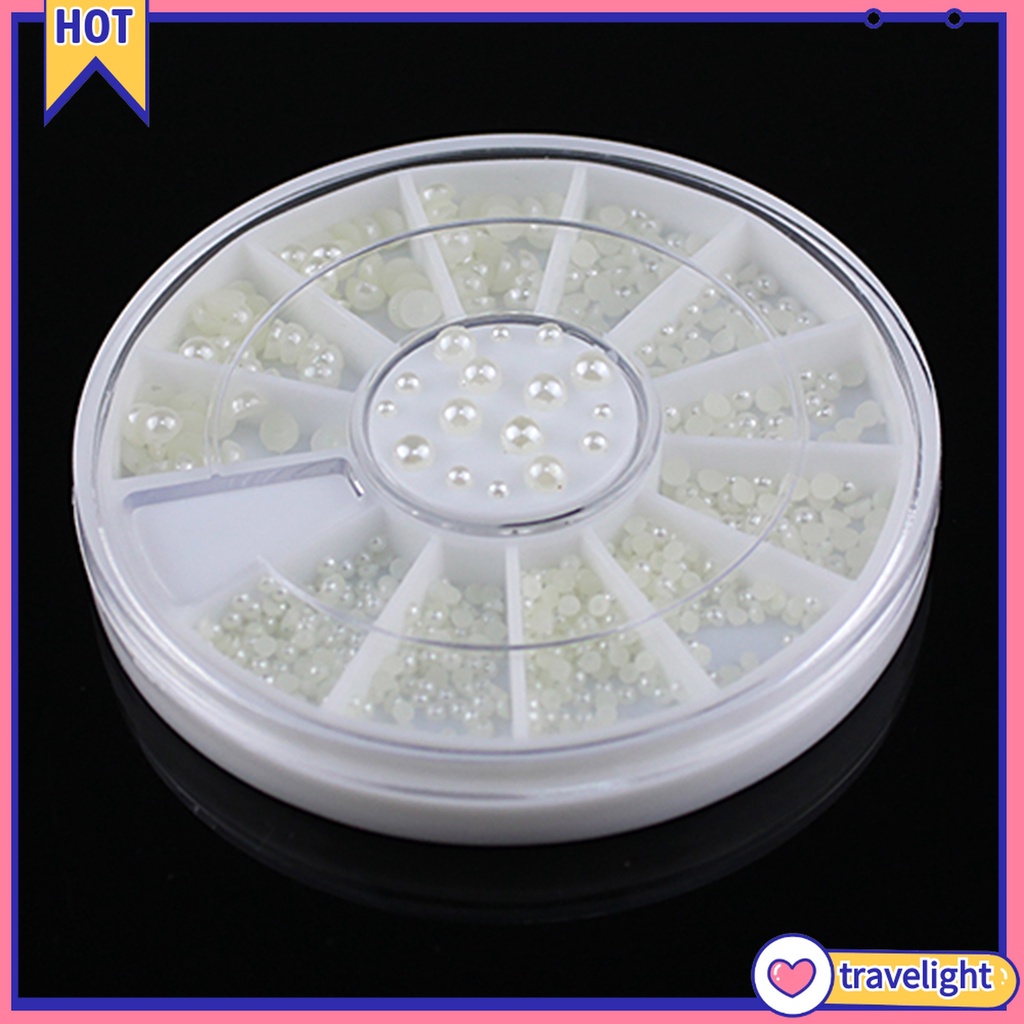 [Hàng mới về] Hộp hạt ngọc trai nhân tạo với 3 kích thước để trang trí móng tay
