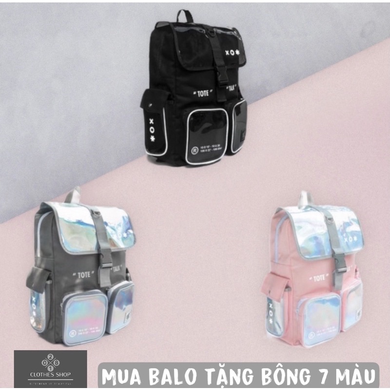 (Tặng Bông 7 Màu) Balo Tote Talk Đi Chơi Vải Canvas Cao Cấp - Cặp Đi Học Nam Nữ