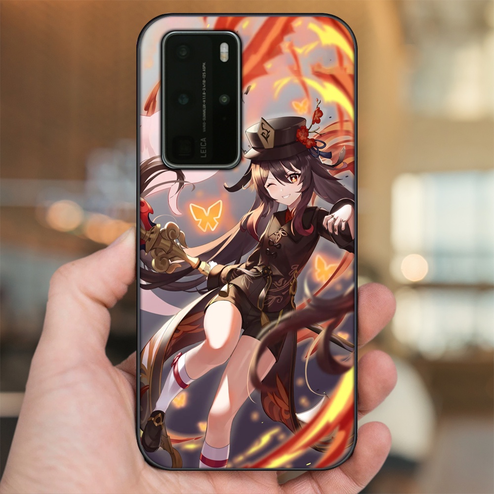 Ốp lưng Huawei P40 Pro viền đen in hình Hutao Genshin Impact