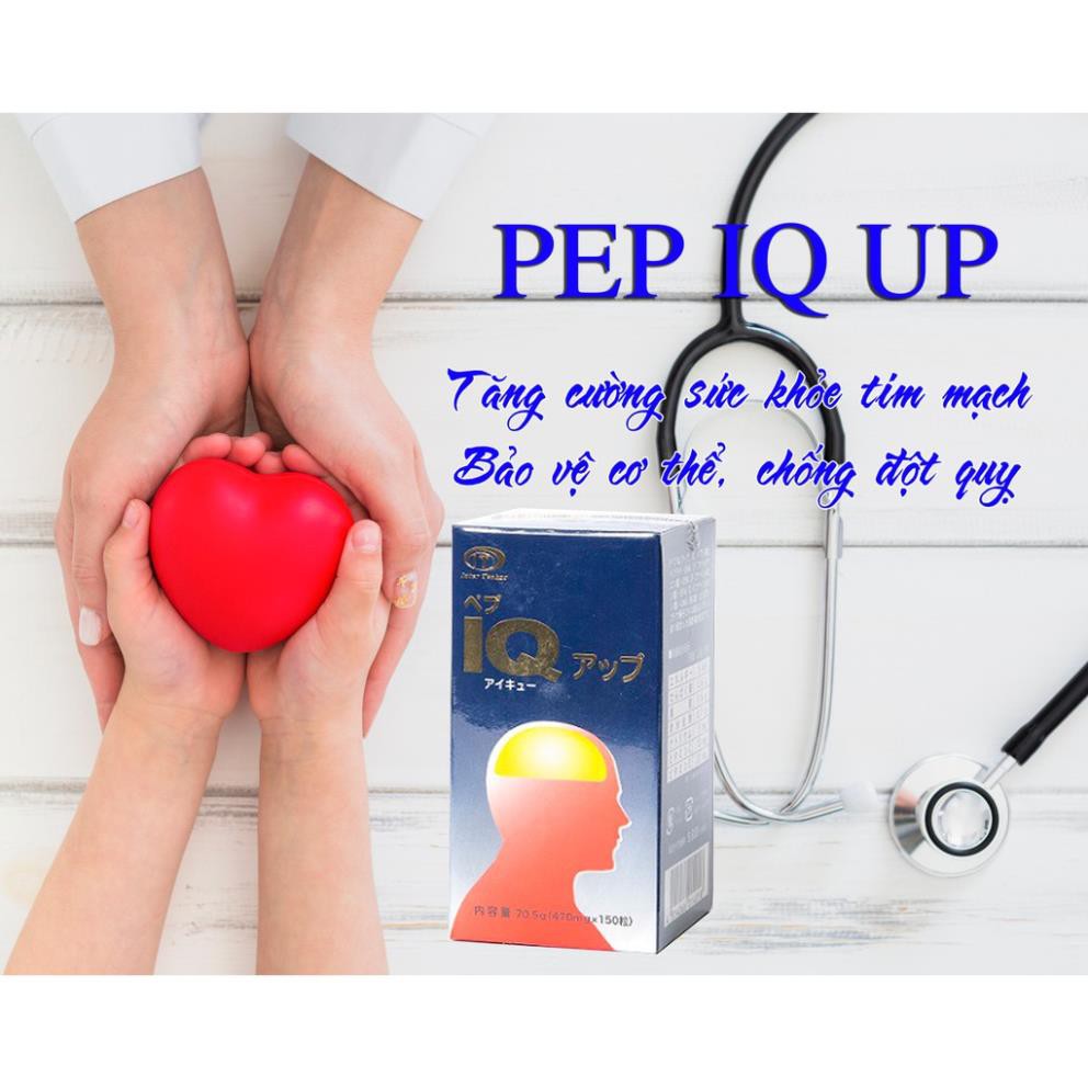 Bổ não tăng trí nhớ Pep IQ Up, lọ 150 viên bổ não, tăng IQ, tăng cường thị lực, điều hòa huyết áp, Hàng Nhập Khẩu Nhật