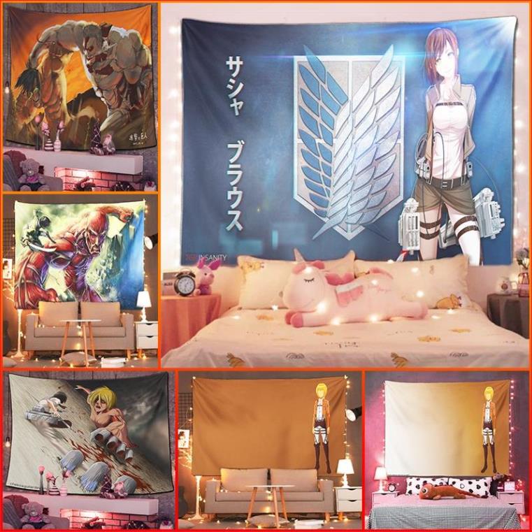 Tranh vải treo tường Attack On Titan 11  thảm decor TRANG TRÍ,phòng khách, phòng ngủ, in hình theo yêu cầu.