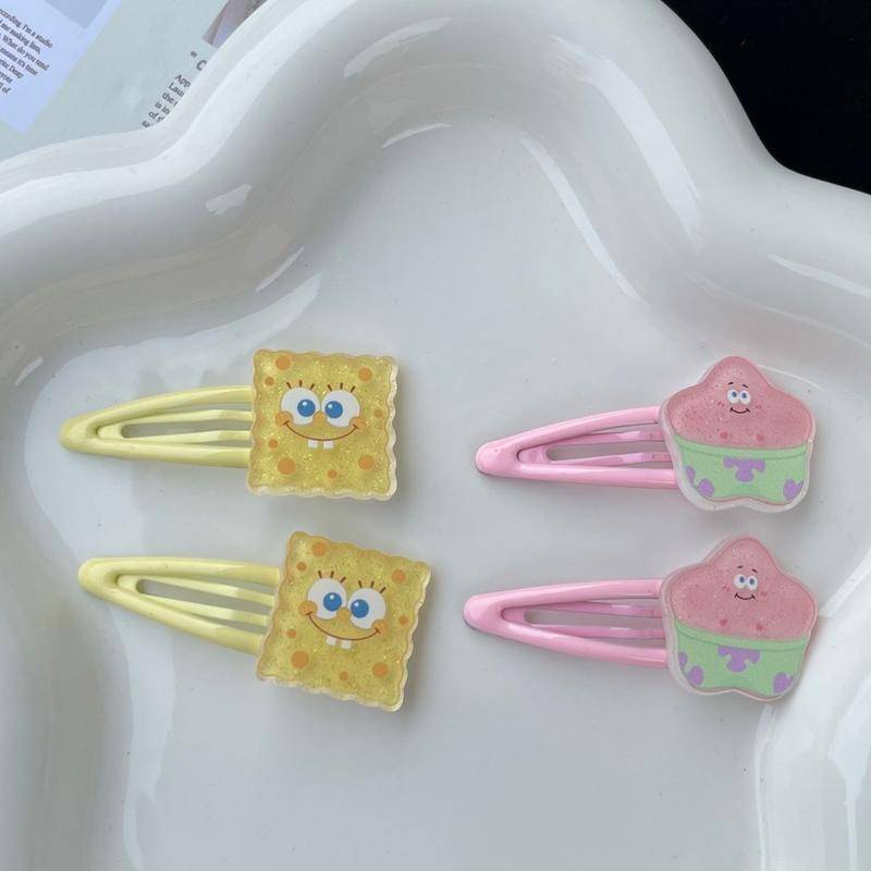 Kẹp Tóc Họa Tiết Hoạt Hình SpongeBob Ngọt Ngào Dễ Thương Cho Nữ