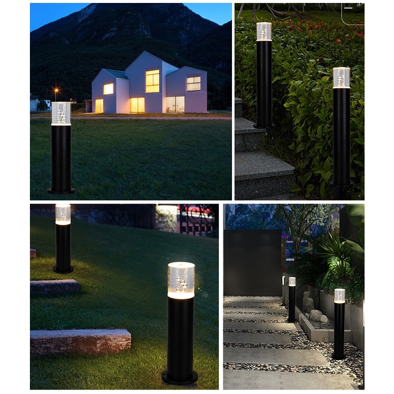 Đèn trụ sân vườn pha lê chịu nắng mưa sơn tĩnh điện ngoài trời dùng Chip LED độ sáng cao bảo hành 2 năm