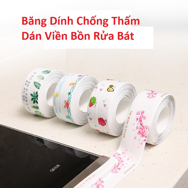 Cuộn Băng Dính Dán Viền Bồn Rửa Chén Chống Thấm Nước Họa Tiết Đẹp, Dán Viền Gạch Trang Trí Nhà Cửa Cho Nhà Bếp/Bồn Tắm