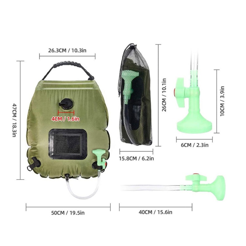 Túi Đựng Nước Tắm Sử Dụng Năng Lượng Mặt Trời Dung Tích 20L Tiện Dụng