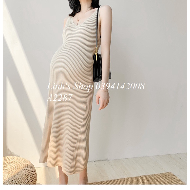 Váy Bầu Đầm Bầu LEN A2287 CHẤT LEN DÀY MỊN MẶC THU ĐÔNG