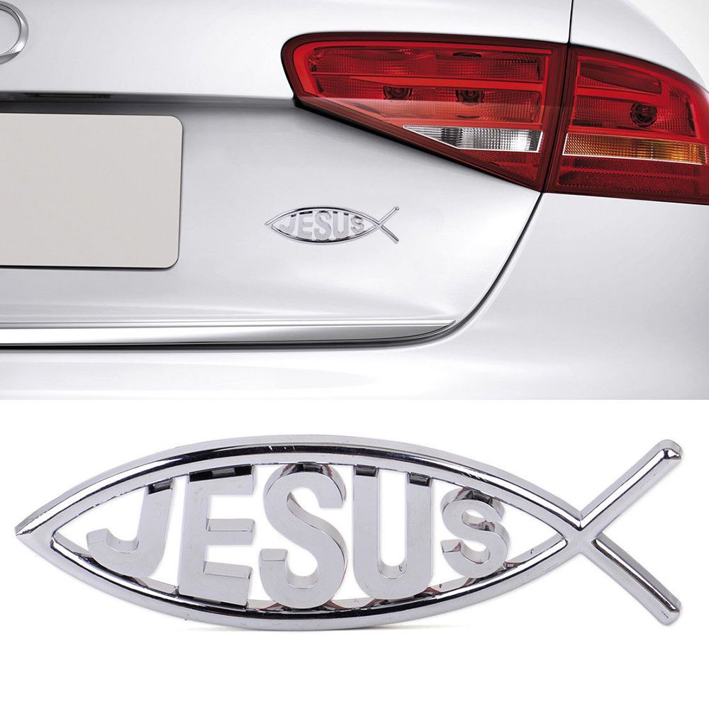 Decal Dán Trang Trí Hình Chữ Jesus 3d