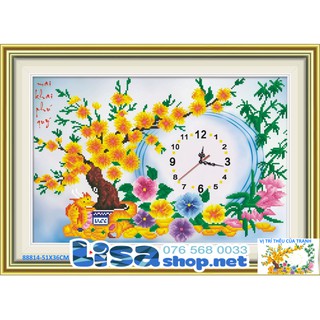 Tranh thêu chữ thập HOA MAI 51x36cm chưa thêu 88814