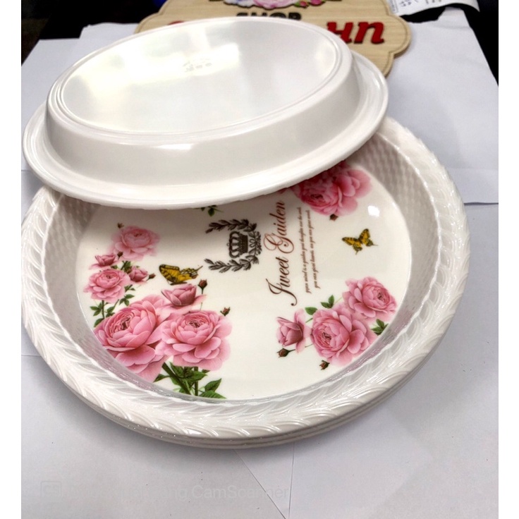 Đĩa Đựng Trái Cây, Đĩa Sâu Lòng, Đĩa Thắp Hương, Nhựa Phíp Tráng Men Cao Cấp Hàng Dày Đẹp Tiện Dụng sire 30cm