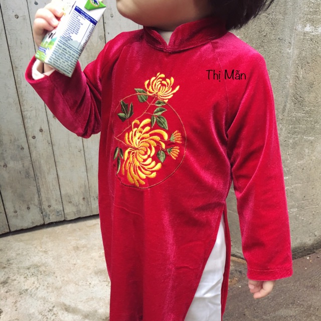 Áo dài nhung cho bé