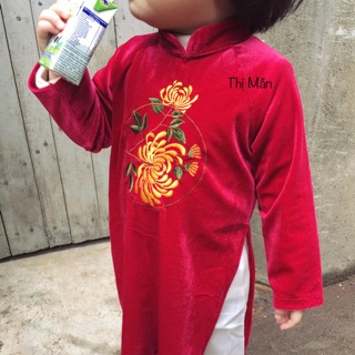 Áo dài nhung cho bé