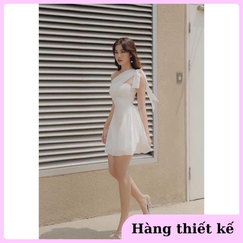 ( Hàng cao cấp ) Đầm dự tiệc trắng lệch vai quý phái [ KÈM ẢNH THẬT ]