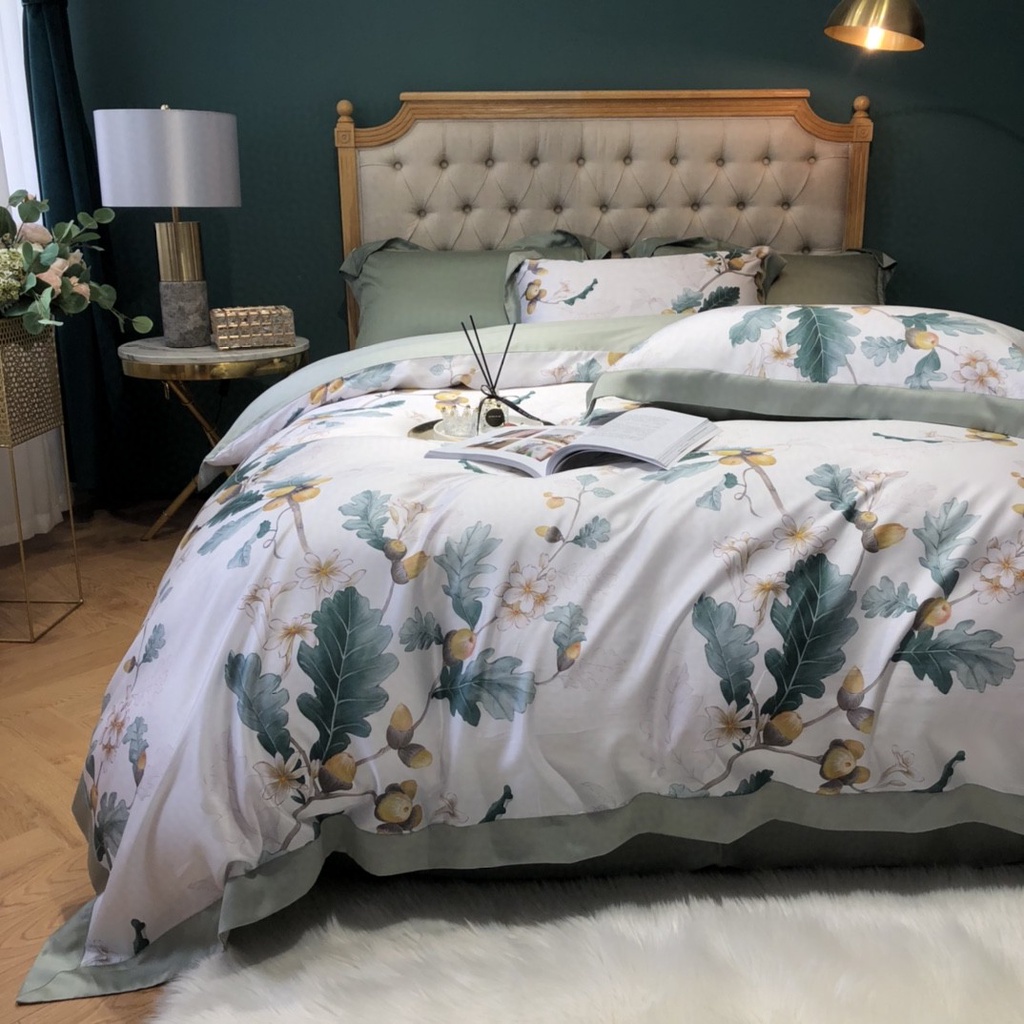 Bộ Chăn Ga Gối Trải Giường Lụa Tencel Cao Cấp Sét Chăn Drap Trải Giường Siêu Sang Xịn Mịn Mát - Hàng nhập chính hãng
