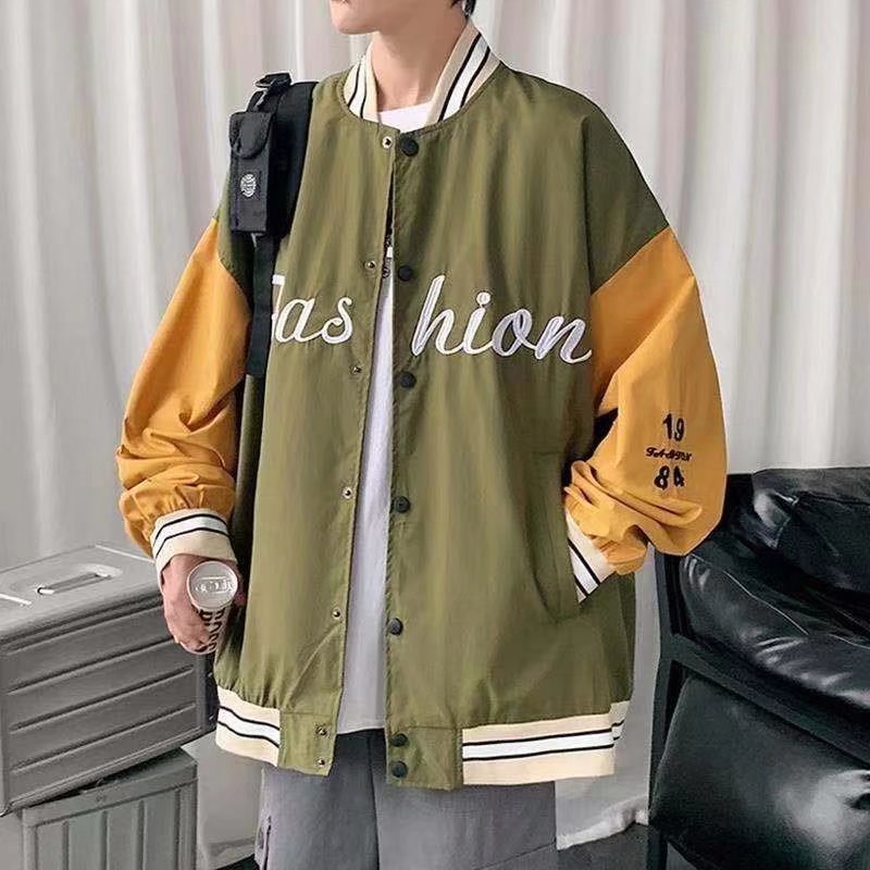Áo khoác bóng chày dáng rộng in chữ phong cách Nhật Bản thời trang dành cho nam và nữ size M-3XL
